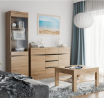 Lomadox elutoa komplekt 3-osaline vitriinkapp koos valgustusega Sideboard kohvilaud ruudukujuline 75 x 75 cm Tamme Wenge Nb. K&auml;epidemevaba