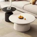 Couchtisch-Set mit 2 St&uuml;ck - Moderner, runder niedriger Mitteltisch mit Beistelltisch f&uuml;r Wohnzimmer, Schlafzimmer, Home Office - einfache Montage