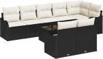 8-teiliges Garten Sofa Set mit Kissen Braun Poly-Rattan, 2-Sitzer Garten Sofa mit Kissen Schwarz Poly-Rattan Gartenlounge Model3345757