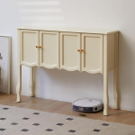Stilvoller Konsolentisch aus Holz - mit Aufbewahrungsschr&auml;nken, 90 cm hoch, Aufbewahrungsl&ouml;sung in verschiedenen Gr&ouml;&szlig;en, f&uuml;r das Wohnzimmer im Flur Ivory White 120 * 32 * 90cm
