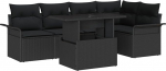 6-teiliges Garten Sofa Set mit Kissen Schwarz Poly-Rattan, 2-Sitzer Garten Sofa mit Stauraum & Kissen Schwarz Poly-Rattan Gartenlounge Model3357026