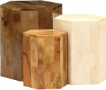 vidaXL Solid Mango Wood kohvilaud K&uuml;ljepoolne laud 3-st komplektist