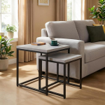 CENSI Hall marmorist kohvilaud 2 tk elutuppa 20" ruudukujuline kaasaegne virnastatav taaskasutatud puidust metallist diivanipoolne laud (betoon)