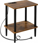 FORAOFUR - K&otilde;rvallaud koos laadimisjaamaga, rustikaalne kohvilaud USB-pistikutega ja pistikupesadega, v&auml;ike kitsas k&uuml;ljelaud elutuppa, magamistuppa ja kontorisse