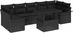 Gartensofa-Set mit Kissen 8 tk Schwarz Poly-Rattan Gartenm&ouml;bel Model3348239