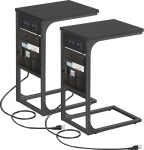 TUTOTAK TB01BK0242 C-kujuline k&uuml;ljelaud koos laadimisjaamaga, k&uuml;ljelaud 2 USB-pesa ja pistikupesaga, C-kujuline suupistelaud koos riidest kotiga, 2 tk.