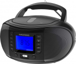 GRUNDIG GRB 3500 Kaasaskantav raadio-boombox Bluetoothiga, sisseehitatud CD-m&auml;ngija, USB 2.0 port, 3,5 mm k&otilde;rvaklapipesa, FM-vastuv&otilde;tja PLL-sageduse h&auml;&auml;lestusega, 30 raadiojaama m&auml;lu, must