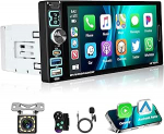 1 DIN 6,9-tolline Motorsi Single DIN juhtmega CarPlay autoraadio Bluetoothiga, puuteekraaniga auto audio tugi Android autole, Mirror Link, FM vastuv&otilde;tja, EQ audiojuhtimine, USB/TF/AUX, SWC