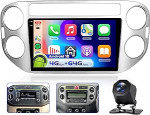 4G 64G VECHTEL 9-tolline Bluetooth autoraadio VW Tiguan 2010-2015 Carplay Android auto, Android 15, EQ, WiFi GPS, Mirror Link, RDS/FM raadio 2 DIN koos AHD tagurduskaameraga