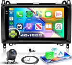 4G + 128G autoraadio Android 15 Mercedes-Benz B200 2008-2011, 9-tolline HD puutetundlik autoraadio traadita Carplay Android auto GPS Wi-Fi USB Bluetooth FM RDS raadio tagurduskaameraga