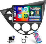 Hikity 2G 64G Android 15 autoraadio Ford Focus MK1 C170 1998-2004 (vasakpoolne juhtimine) traadita Carplay Android autoga, 9-tolline puuteekraaniga autoraadio koos GPS-navigatsiooniga Bluetooth WiFi RDS FM MIC tagurdekaameraga