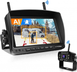 URVOLAX traadita tagurduskaamera koos AI-ga, 7-tolline 1080P FHD monitor, traadita tagurduskaamerad autole, haagissuvilale, haagissuvilale, veoautole, &ouml;&ouml;vaatlus, veekindel traadita kaamera, helisignaal, video