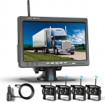 1080P HD traadita nelja tagantvaate kaamera komplekt, 7-tolline LCD monitor 4 tagantvaate kaameraga haagise, RV, matkaauto, haagissuvila, veoauto, auto, bussi, DIY juhiliinide jaoks, IP68 veekindel, &ouml;ine n&auml;gemine, BSD, 12V-36V