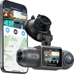 COOAU D30S 4K Dashcam auto koos GPS, WiFi, esiosa siseruumides Dual 2.5K 1080P, Dasch-Cam juhtmevaba infrapunase &ouml;&ouml;vaatega, 4 IR LED-i, G-sensor, parkimise j&auml;lgimine, Loop salvestamine, Max 256GB