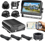 4CH 4G WiFi GPS 1080P Festplatte Mobiles Fahrzeug DVR Video Recorder Onlive Ansicht auf PC Telefon mit 4x1080P Nachtsicht/IP69K Wasserdicht Front Rear Side View Camera 7 Zoll VGA Monitor f&uuml;r Wohnmobil