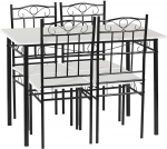 Setsail Dining Set with Dining Table and 4 Dining Chairs, Kitchen Table Set for Kitchen, Living Room, Dining Room, White & Black