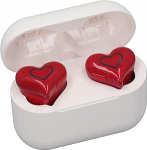 S&uuml;damekujulised juhtmevabad k&otilde;rvaklapid XXS sobitusega v&auml;ikestele k&otilde;rvadele, Bluetooth 5.3, 20h m&auml;nguaeg, juhtmevaba laadimine (punane)