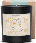 HAPPYSOY Happy New Year Sojavaha l&otilde;hnak&uuml;&uuml;nal, imeline aroom, &uuml;le 60 tunni p&otilde;lemisaeg, must matt klaas, GMO vaba sojavaha, uusaasta kingitus s&otilde;brannale.