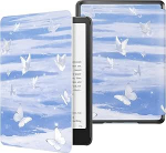 MoKo &uuml;mbris k&otilde;igile uutele 7-tollistele e-raamatutele 12. Gen 2024, kerge PU-kaitsekott koos automaatse &auml;ratamise / magamise funktsiooniga 7-tollisele e-lugerile, Snow Butterfly