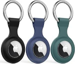 Schutzh&uuml;lle f&uuml;r Air-Tag-Halter, Silikonh&uuml;lle f&uuml;r Air-Tag-Schl&uuml;sselanh&auml;nger f&uuml;r Schl&uuml;ssel, Taschen, Gep&auml;ck, Haustierhalsb&auml;nder, Anti-Verlust- und Kratzfestes Design f&uuml;r Apple Air-Tags 2021 (Schwarz)