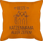 Kissen 50x50 - Statement mit Spr&uuml;chen - Beste Katzenmama Aller Zeiten schwarz - 50 x 50 cm - Orange - Polster spr&uuml;che Spruch bezug und fuellung spruechen sofakissen lustigem frohes neues Jahr