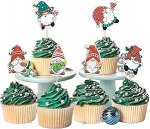 Gyufise Pack of 36 Christmas Gnome Cupcake Toppers, j&otilde;uluk&auml;&auml;bus, j&otilde;uluvana, lumehelbeke Cupcake Picks, kookide kaunistused r&otilde;&otilde;msate j&otilde;ulude teema, &otilde;nneliku uue aasta, p&uuml;hade, peotarvikute jaoks