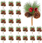 J&otilde;ulud m&auml;nni valikud, 24 t&uuml;kki kunstlik m&auml;nni valikud koos punaste kelladega, j&otilde;ulud m&auml;nni k&auml;bid, marja varred, j&otilde;ulup&auml;rg, tegemise aksessuaarid (Bell)