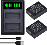 DuraPro 2 Packs NP-W126 Battery + LCD Dual USB Charger for Fujifilm NP-W126 NP-W126S Battery; Fuji FinePix HS30EXR HS33EXR HS50EXR X-A1 X-E1 X-E2 X-M1 X-Pro1 X-T1 X-T2 Cameras