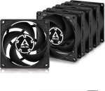 ARCTIC P8 Silent (5-pack) - PC ventilaator, 80 mm Ultra Quiet Case Fan optimeeritud staatilise r&otilde;hu jaoks, Quasi Silent Fan Motor, PC, 1600 rpm - Must