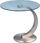 HomeTrends4You Cupido 530488 Side Table, Metal Stainless Steel Look with Clear Safety Glass, Cover Diameter 50 cm, Height 46 cm