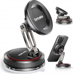 SYNCWIRE magnetiline autotelefoni hoidja MagSafe, 2-teljeline disain, iminapaga, 360&deg; p&ouml;&ouml;ramine, iPhone 17 Pro Max 16 15 14 14 13 12 ja Samsungi jaoks, matt must