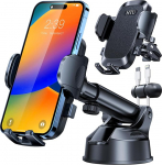 S&otilde;jaline klass: 4-in-1 mobiiltelefoni hoidja auto 【Tugev iminapp ja klamber】Kandev&otilde;ime 36 kg 360&deg; p&ouml;&ouml;ratav universaalne autokinnitus iPhone 17 Pro Max 16 15 14 Samsung Galaxy S24 jne, Jet Black