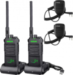 Retevis RT86 pikamaa raadio, suure j&otilde;udlusega Walkie Talkie k&otilde;lariga mikrofoniga, 2600 mAh kaasaskantav raadio, traadita kloonitud h&auml;daabiraadio tootmisele (must, 2 tk)