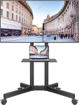 BONTEC TV Stand Rollable, TV Stand reguleeritav k&otilde;rgus koos meedia riiuliga 32-85-tollise LCD LED OLED lame- ja k&otilde;verate telerite jaoks, kuni 55 kg, VESA kuni 600 x 400 mm, must