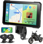 Motorrad Carplay Display 5 Zoll HD puuteekraan，Wireless CarPlay & Android Auto，IP67 Wasserdicht，Unterst&uuml;tzt DVR Aufnahme & R&uuml;ckfahrkamera, Geeignet f&uuml;r Motorr&auml;der
