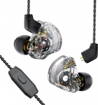 Yinyoo CCZ Melody k&otilde;rvaklapid Yinyoo Hybrid 1ba 1DD HiFi k&otilde;rvamonitorid, Deep Bass Lightweight In-Ear Headphones IEM koos 4N kaabliga muusikule / trummarile / bassistile / kitarristile (Clear Black, koos mikrofoniga)
