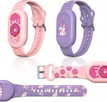 2 Pack Silikoonist randmepael Samsung Galaxy SmartTag2 (2023) laste kadumisvastane GPS-j&auml;lgimisseade Reguleeritav Armas Anime Lilla+Roosa