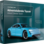 FRANZIS 67203 Porsche Taycan Advendikalender k&uuml;lmutatud sinine, metallist mudelikomplekt m&otilde;&otilde;tkavas 1:24, sisaldab LED-m&uuml;&uuml;gisaali valgustust ja 52-lehek&uuml;ljelist kaasnevat raamatut.
