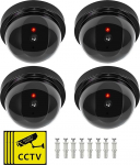 FSWWSF Pack of 4 Dummy Security Dome Cameras, with Red Flashing LED Fake Security Camera, CCTV Surveillance Camera, Security Camera, for Indoor and Outdoor Use (Black)