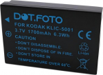 KLIC-5001 / DB-L50 Premium 3,7 V / 1700 mAh aku Kodakile / Sanyole