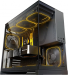 Geometric Future M5 karastatud klaasist Mid Tower, E-ATX/ATX Gaming Case, 1,2 mm teras, t&uuml;&uuml;p C, toolless paneelid, tugi 420/360 radiaator, ARGB PWM 140 m ventilaator x 5 eelpaigaldatud, must/hall, GEO-M5F-BG, GEO-M5F-BG