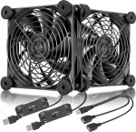 upHere USB ventilaator, mitme kiirusega reguleerimine, metallist ruudukaitsega 120 mm ventilaator PC/TV-boksi/vastuv&otilde;tja/AV-kabiini/PS4/Routeri jaoks, N12U04