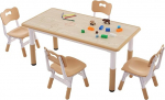 VEVOR laste istumiskomplekt, laste laud, 4 laste tooli, 1 laud, laste istumiskomplekt pol&uuml;prop&uuml;leenist, laste lauakomplekt, reguleeritav 48,2 - 57,2 cm / 27-31 cm lastele,
