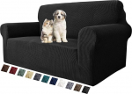 MAXIJIN Super Stretch Diivan Cover 2 padjadele Diivan, 1 tk Universal Love Seat Covers Jacquard Spandex Diivan Kaitsja Koer lemmikloomade s&otilde;bralik kohandatud Loveseat kaitsekate (Loveseat, must)