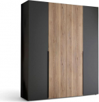 Stella Trading ASKA garderoobikapp grafiidist, Mauvella Tamme v&auml;limus, mitmek&uuml;lgne l&uuml;kanduksega kapp, 4 ust magamistuppa, 200 x 210 x 53 cm (B x K x S)