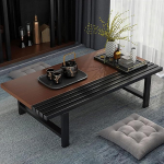 Couchtisch aus Holz im japanischen Stil, Teetisch zum Sitzen auf dem Boden, Vintage-Meditationstisch (Walnuss 60)