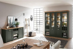 Lomadox Country House Home Furniture S&ouml;&ouml;gitoa m&ouml;&ouml;blikomplekt, inglise roheline Wotan tammega, buffetkapp ja k&uuml;ljepult, koos valgustusega