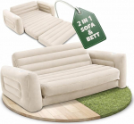 T&auml;ispuhutav diivan - &Otilde;huga t&auml;idetud telkimisdiivan v&auml;ljat&otilde;mmatava funktsiooniga - flokeeritud pind - t&auml;ispuhutav k&uuml;lalistele v&otilde;i telkimiseks (beež)