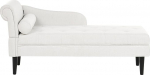 Beliani Chaise Longue vasakpoolne kangas kreemvalge tikitud pehmendusega puidust jalad Modern Yvoire