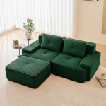 Modulaarne n&ouml;&ouml;rdiivan 2-kohaline - diivan koos Chaise Longue vabalt kombineeritav diivan ilma kokkupanekuta, kaasaegne elutoa diivan roheline 2-kohaline (roheline, 2S+1)